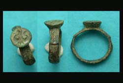 Ring, Medieval, Raised Bezel, Flower intaglio, ca, 11th-16th Cent AD